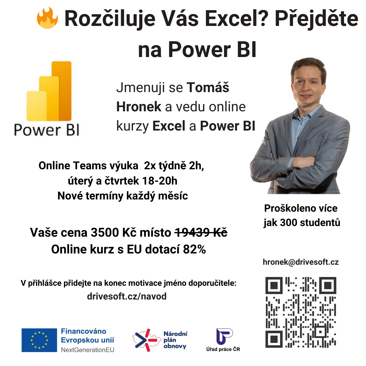 Jmenuji se Tomáš Hronek a vedu online kurzy Excel a Power BI